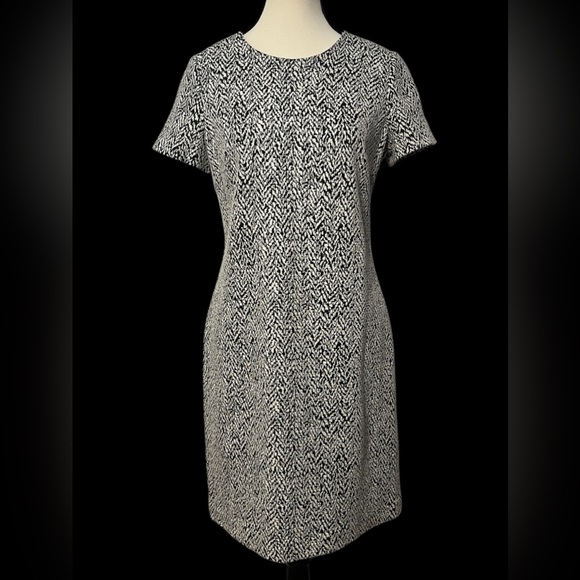 Calvin Klein Women’s size 8 Chic Black and White Patterned Dress gold zipper - Picture 1 of 10